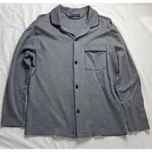 Hart Schaffner Marx Mens Sleepwear Pajama Top Gray Herringbone SZ M Long Sleeve